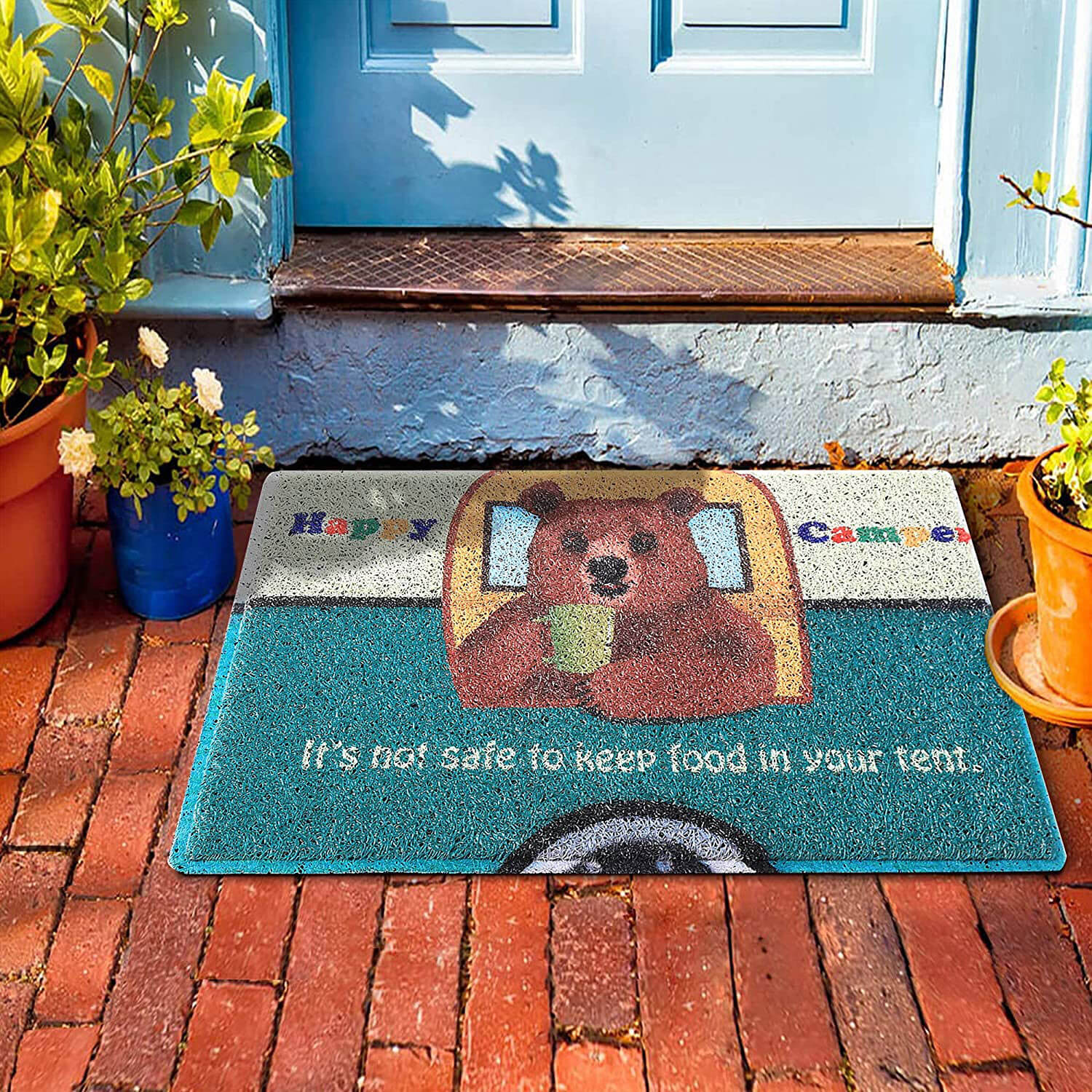 NYDE1COR Welcome Mats for Front Door Camper Door Mat Quote Camping Doormat  Farmhouse Floor Mat Non Slip Rubber Entrance Rug for Indoor Outdoor 17x28