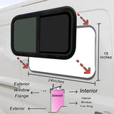 RV Murts Replacement RV Windows, 24"W x 15"H DOT Certification Qualified Horizontal Slide RV Windows,1-3/4’’ Wall Thickness w/Trim Ring