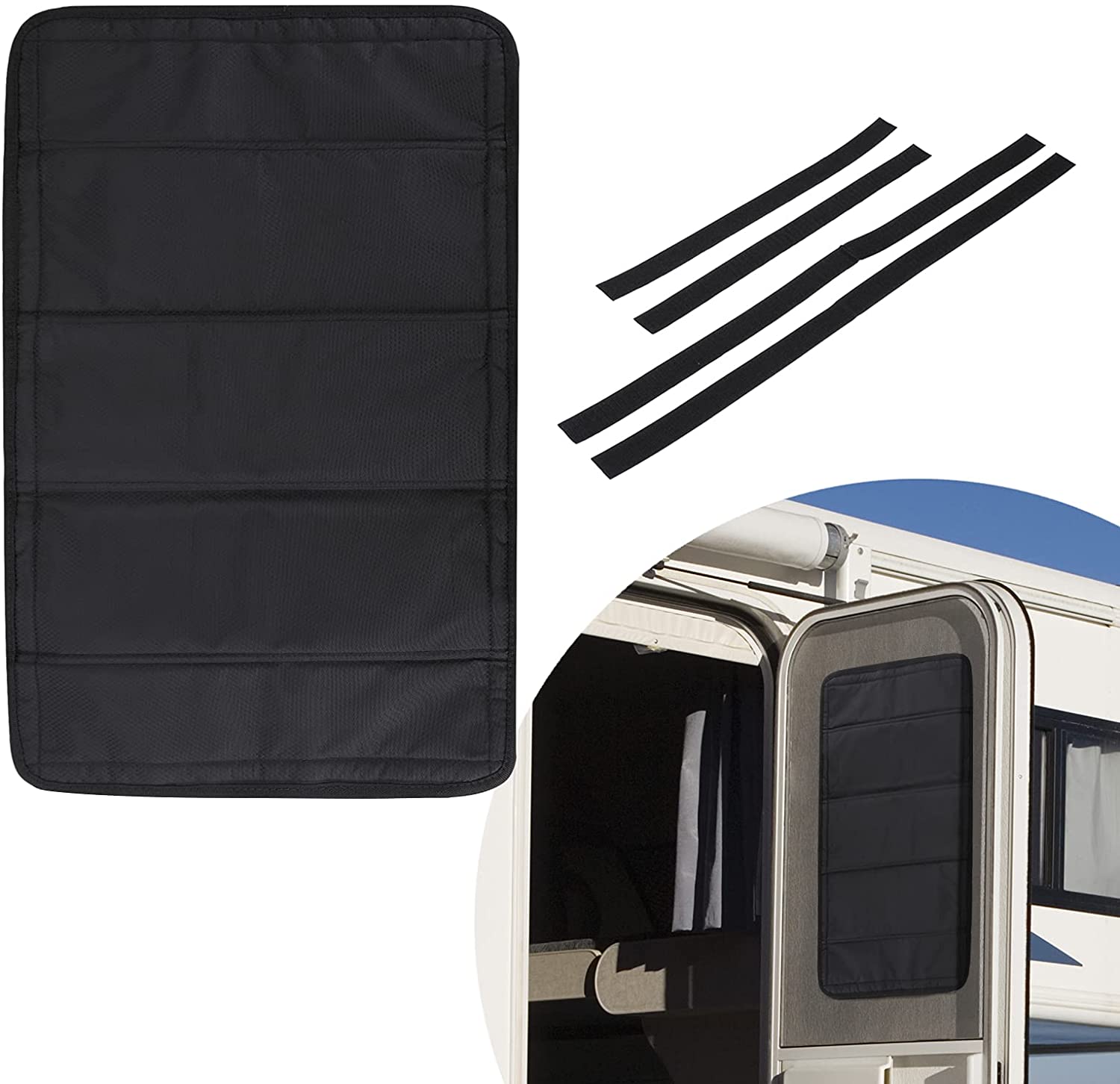 Foldable RV Sun Shade Windshield Blackout Shower Curtains Coverage RV  Accessories Fits for Most RV Interior DoorWindow Oxford Materials  Black(25X16)