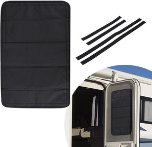 Foldable RV Sun Shade Windshield Blackout Shower Curtains Coverage RV Accessories Fits for Most RV Interior DoorWindow Oxford Materials Black(25"X16")