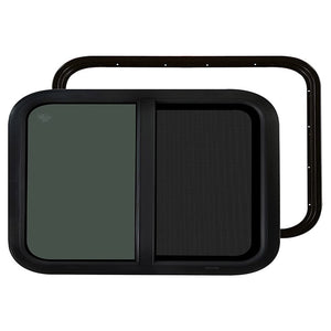 RV Murts Replacement RV Windows, 24"W x 15"H DOT Certification Qualified Horizontal Slide RV Windows,1-3/4’’ Wall Thickness w/Trim Ring