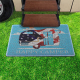 Happy Camper Funny Door Mat Rug Welcome Mat for Front Door, RV Camper Door Mat Outdoor