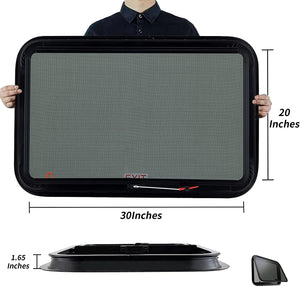 RV Murts Replacement RV Windows, 30" W x 20" H DOT Certification Qualified EXIT RV Windows,1-3/4’’ Wall Thickness w/Trim Ring