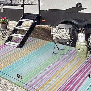 Stripes Outdoor Rugs for Patios, Outdoor Patio Rugs, Outdoor Area Rug for Patio Clearance, All Weather Outdoor Carpet for Front Porch