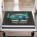 Happy Camper Funny Door Mat Rug Welcome Mat for Front Door, RV Camper Door Mat Outdoor