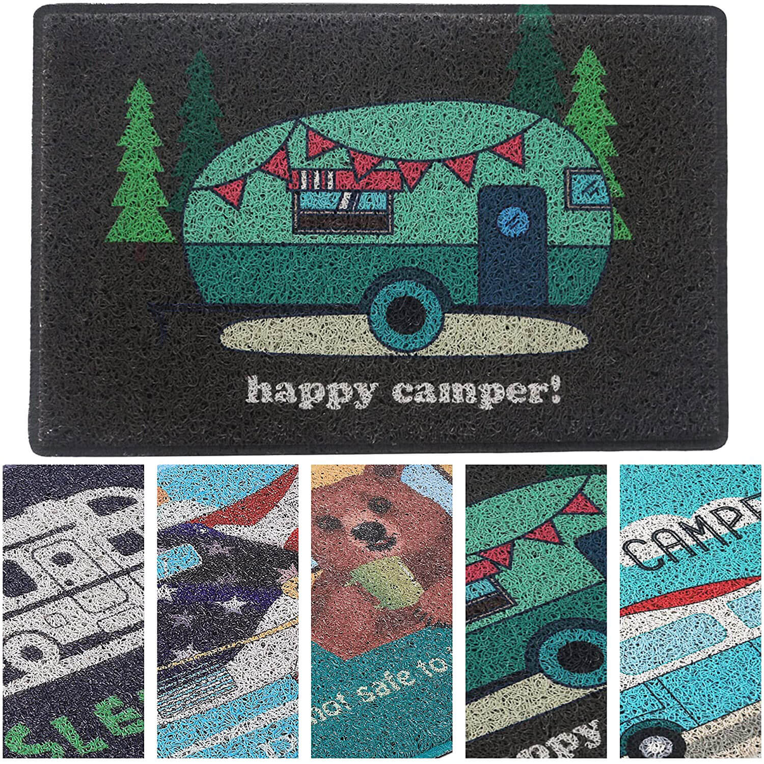 Coir Door Mat 30in x 18in - Happy Camper