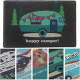 Happy Camper Funny Door Mat Rug Welcome Mat for Front Door, RV Camper Door Mat Outdoor