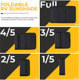 Foldable RV Sun Shade Windshield Blackout Shower Curtains Coverage RV Accessories Fits for Most RV Interior DoorWindow Oxford Materials Black(25"X16")