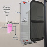 RV Murts Replacement RV Windows, 15"W x 22"H DOT Certification Qualified Vertical Slide RV Windows,1-3/4’’ Wall Thickness w/Trim Ring