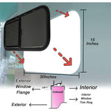 RV Murts Replacement RV Windows, 1 pieces 30"W x 15" H DOT Certification Qualified Horizontal Slide RV Windows ,1-3/4’’ Wall Thickness w/Trim Ring