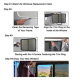 RV Murts Replacement RV Windows, 24"W x 15"H DOT Certification Qualified Horizontal Slide RV Windows,1-3/4’’ Wall Thickness w/Trim Ring