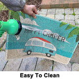 Happy Camper Funny Door Mat Rug Welcome Mat for Front Door, RV Camper Door Mat Outdoor