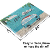 Happy Camper Funny Door Mat Rug Welcome Mat for Front Door, RV Camper Door Mat Outdoor